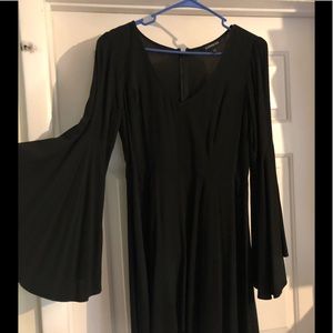 Black bell sleeve mini dress